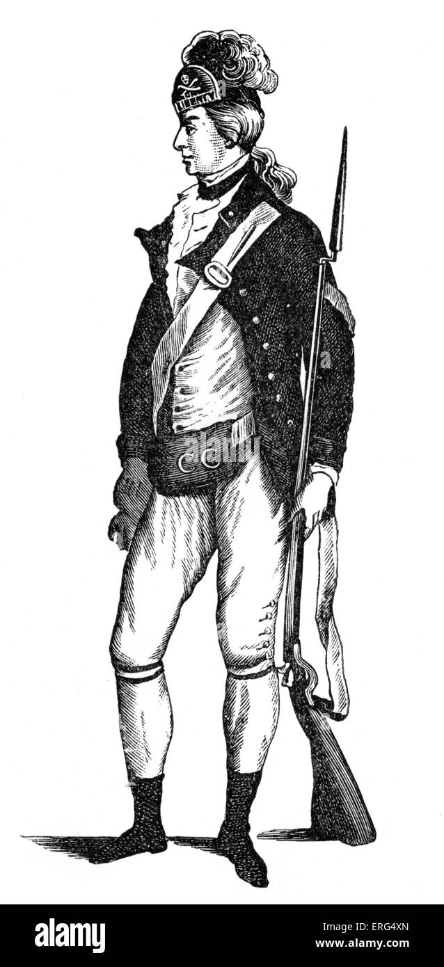 Amerikanischen Rifleman. Von E. Barnard "History of England" 1790 Stockfoto