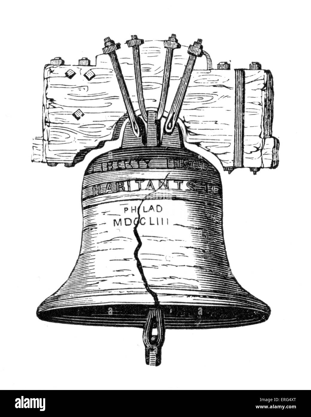 Liberty Bell, Philadelphia, Pennsylvania. Eines der bekanntesten Symbole des amerikanischen revolutionären Krieges. Seine berühmtesten Stockfoto