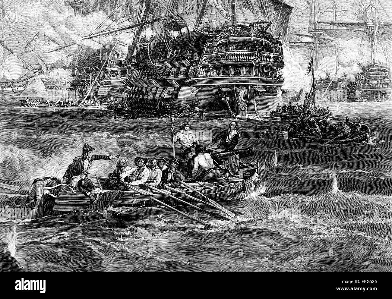 Bombardement von Algier durch Viscount Exmouth, 1816. Ein Versuch durch eine Anglo-niederländische Flotte unter dem Kommando von Admiral Lord Stockfoto
