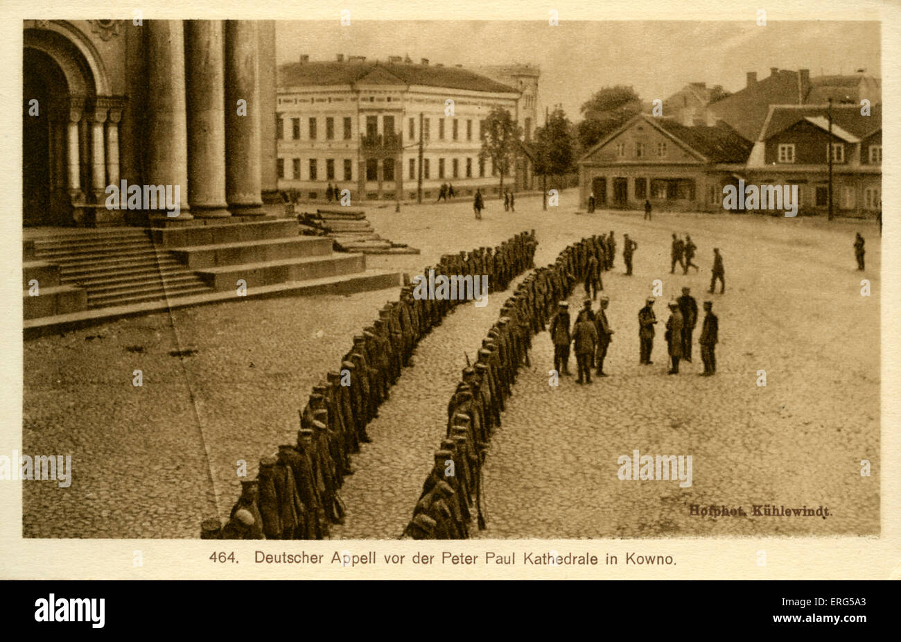 Am östlichen Front Städte unter deutscher Besatzung Weltkrieg. Foto entnommen, Appell zeigt der deutschen Truppen vor Stockfoto