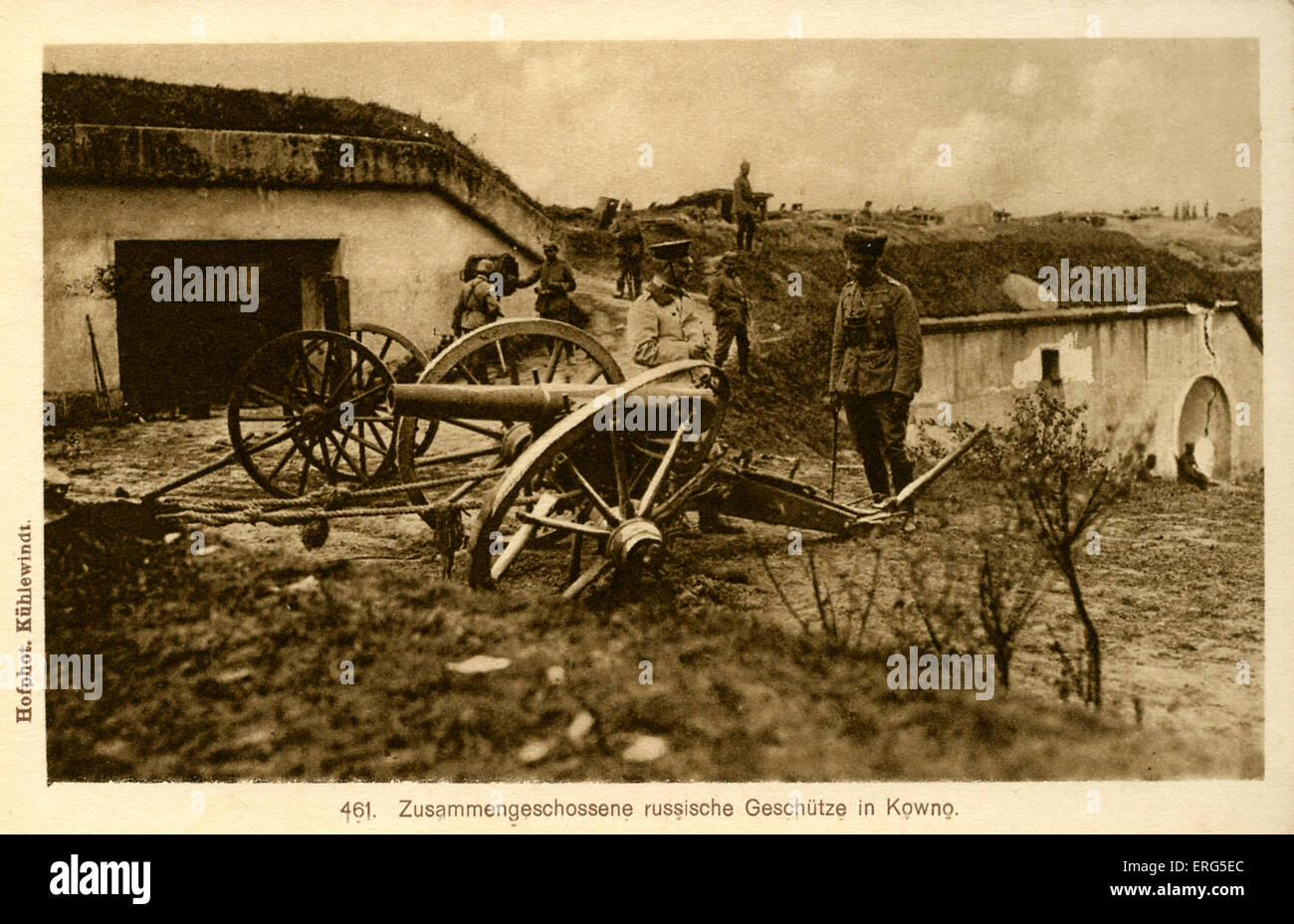 Am östlichen Front Städte unter deutscher Besatzung Weltkrieg. Foto entnommen, zeigt angeschlagenen russischen Kanonen in der Stadt Stockfoto