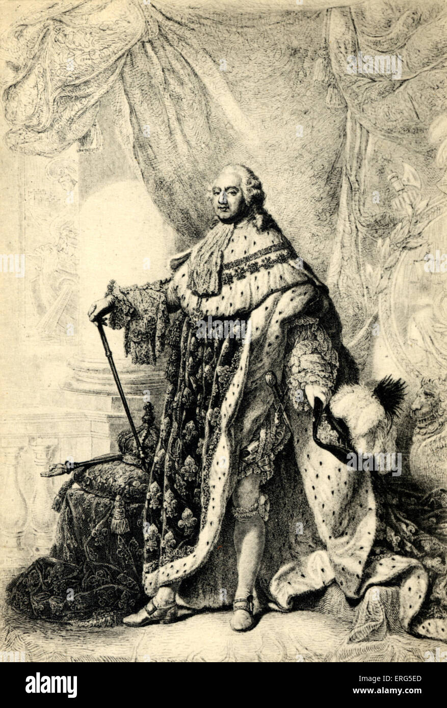 LOUIS XVI-König von Frankreich, 1754-1793. Seine Hinrichtung im Jahre 1793 markiert das Ende des Ancien Régime, nach der Revolution von 1789. Stockfoto