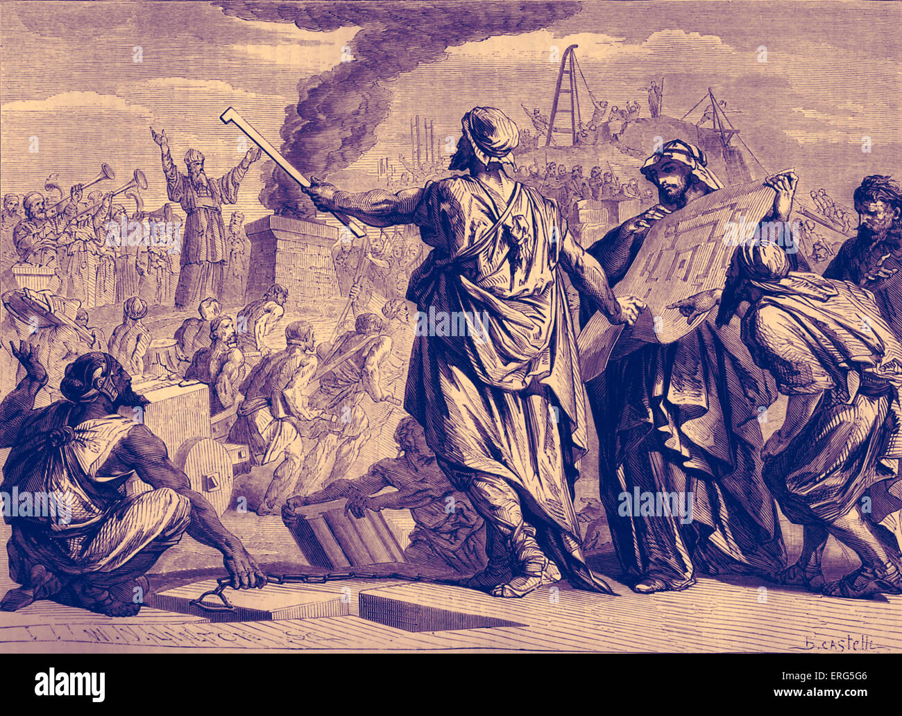 Das jüdische Volk Freude bei ihrer Rückkehr aus der Gefangenschaft und auf ihre Grundsteinlegung des zweiten Tempels. Bibel, Ezra Stockfoto