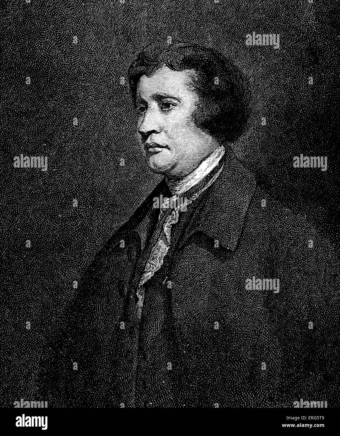 Edmund Burke, Stich nach Arbeit von Sir Joshua Reynolds, 1767-1769.  Edmund Burk, irischer Staatsmann, politischer Theoretiker und Stockfoto