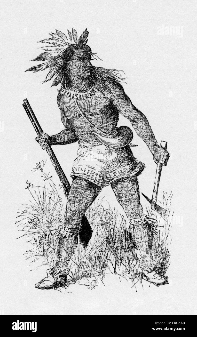 Pontiac, Chef der Odawa, veröffentlicht im Jahre 1887. Pontiac (ca. 1720 – 20. April 1769) war ein Odawa, am bekanntesten für seine Rolle in einem Aufstand gegen die Politik der Briten nach ihrem Sieg im Franzosen- und Indianerkrieg 1763. Stockfoto