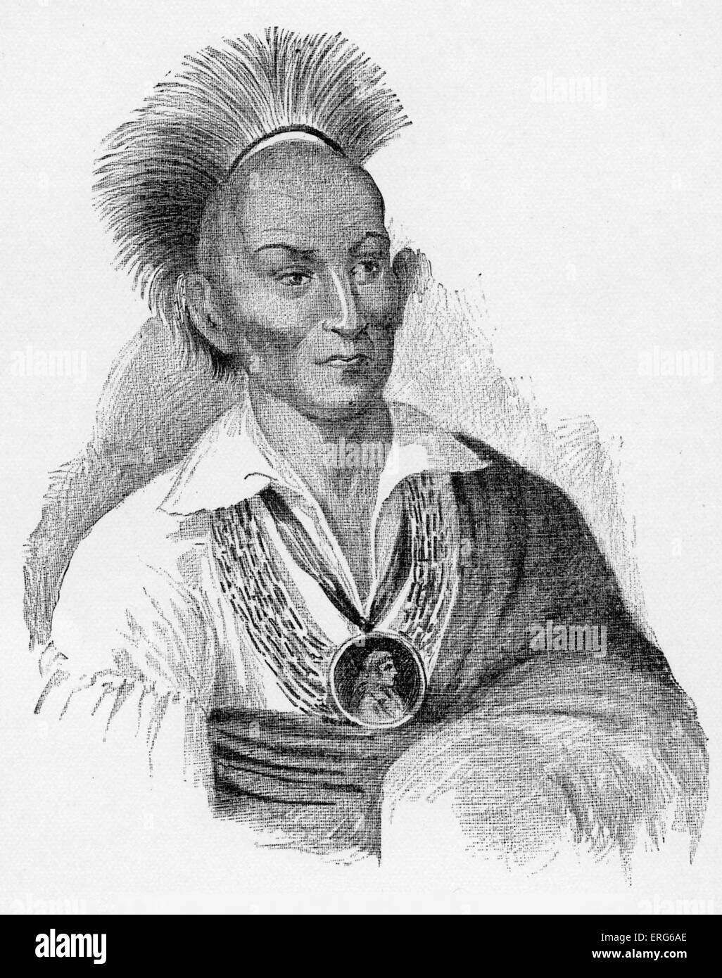 Black Hawk, auch bekannt als Makataimeshekiakiak, veröffentlicht im Jahre 1887. Black Hawk war ein ernannten Kriegshäuptling der Sauks, am besten bekannt für seinen Widerstand gegen die US-Armee im Krieg von 1812 und der Black-Hawk-Krieg von 1832. Stockfoto