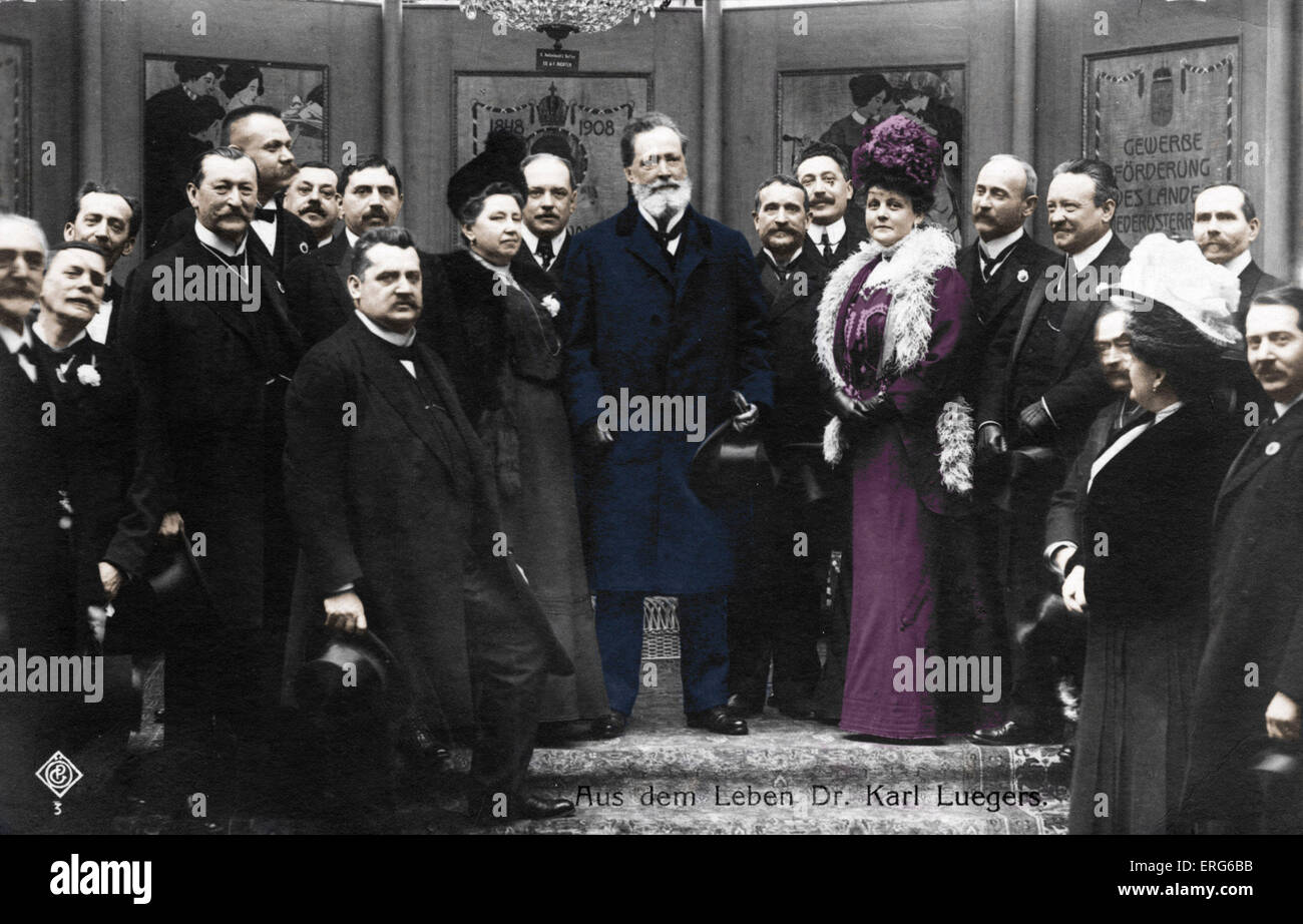 Dr. Karl Lueger, antisemitische Bürgermeister von Wien, bei einem Treffen in den Räumen der Secession, Vienna abgebildet. Anfang des 20. Jahrhunderts. Stockfoto
