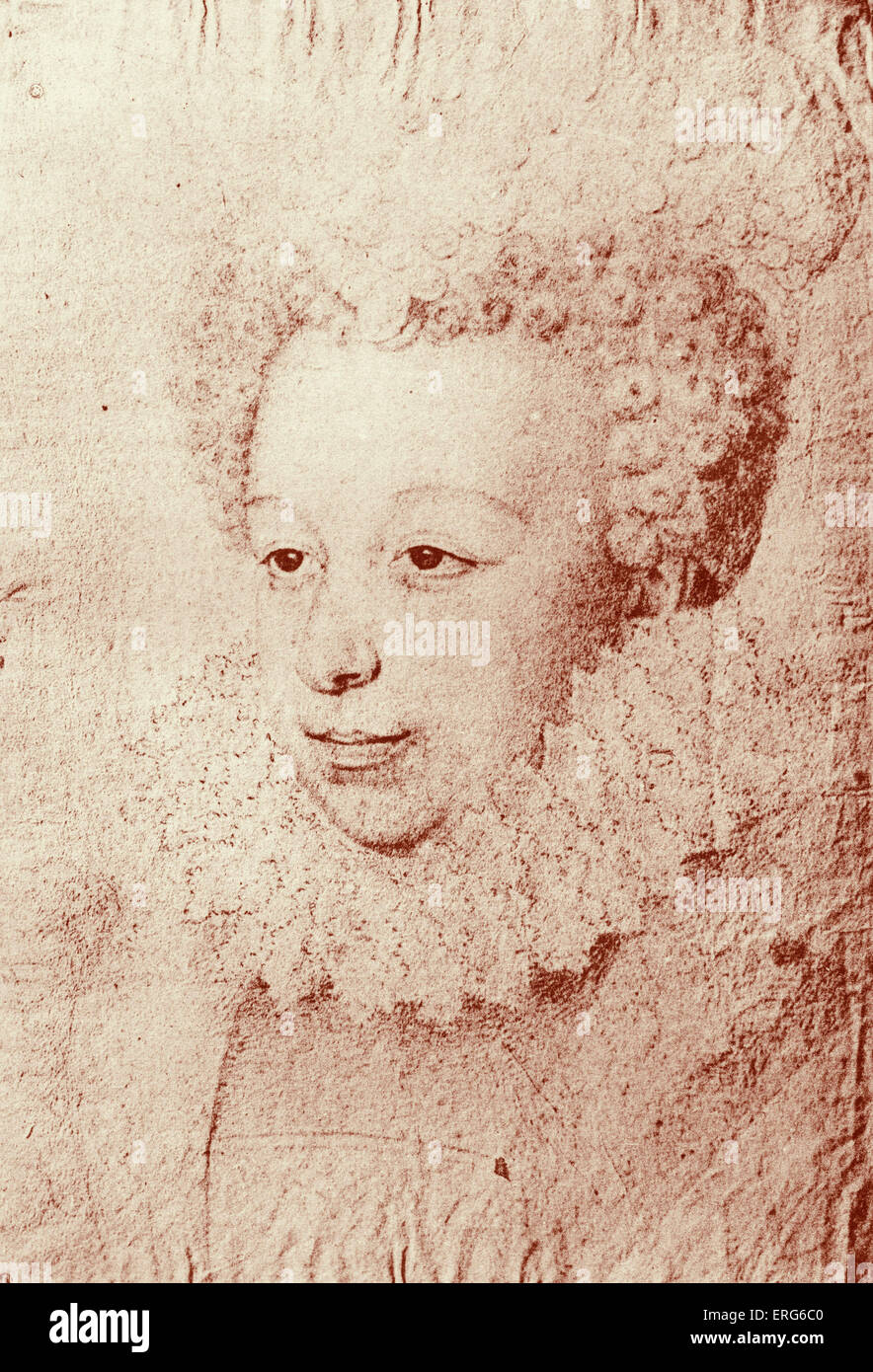 Marguerite de Valois, Königin von Navarra (Frankreich), Portrait Illustration. 14 Mai 1553 - 27. Mai 1615.  Verheirateter König von Navarra, Stockfoto
