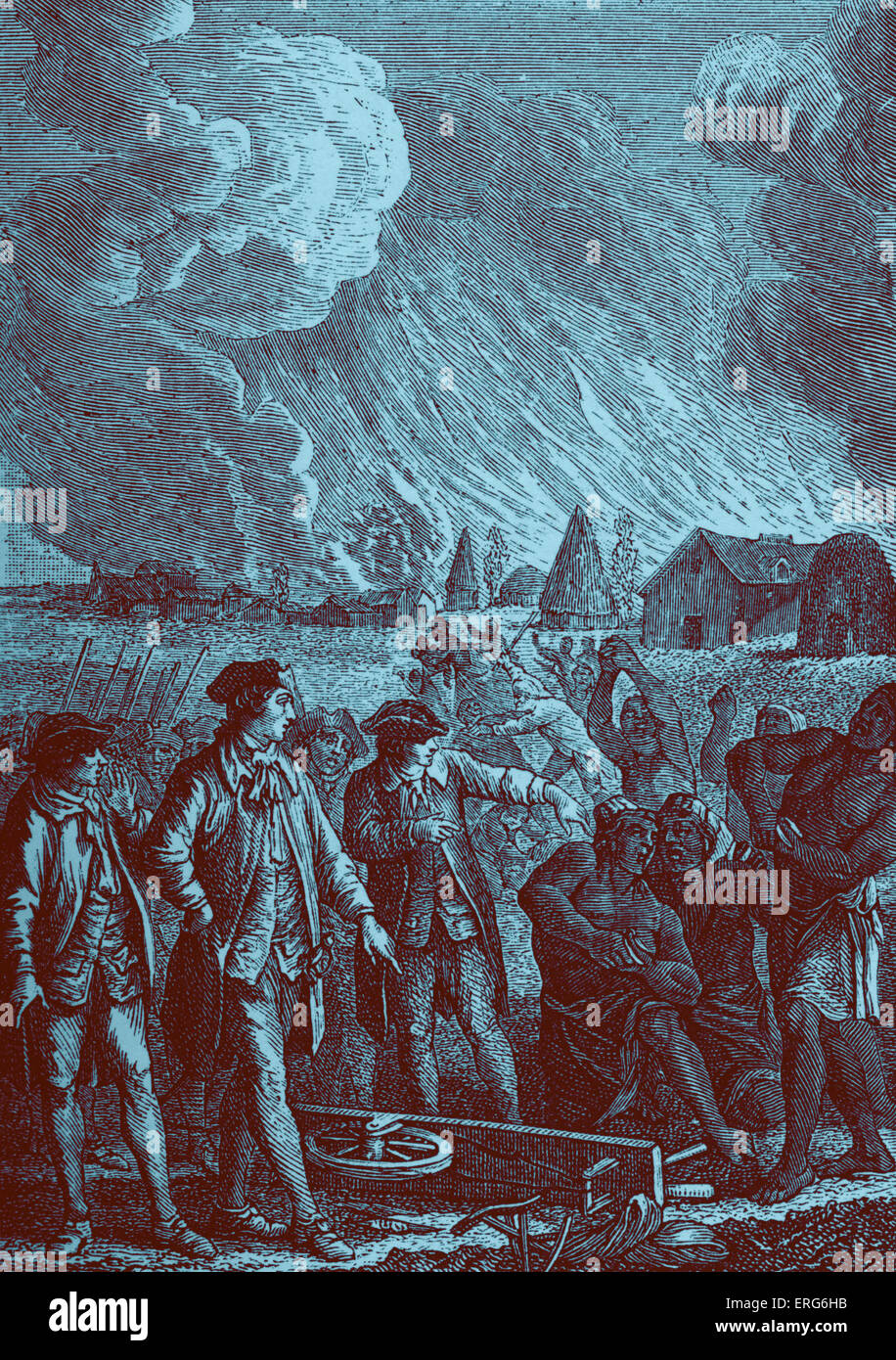 Französische Kolonialisierung: Zwangsarbeit von schwarzen Sklaven, während des 18. Jahrhunderts. Während der Herrschaft von Louis XV. Stockfoto