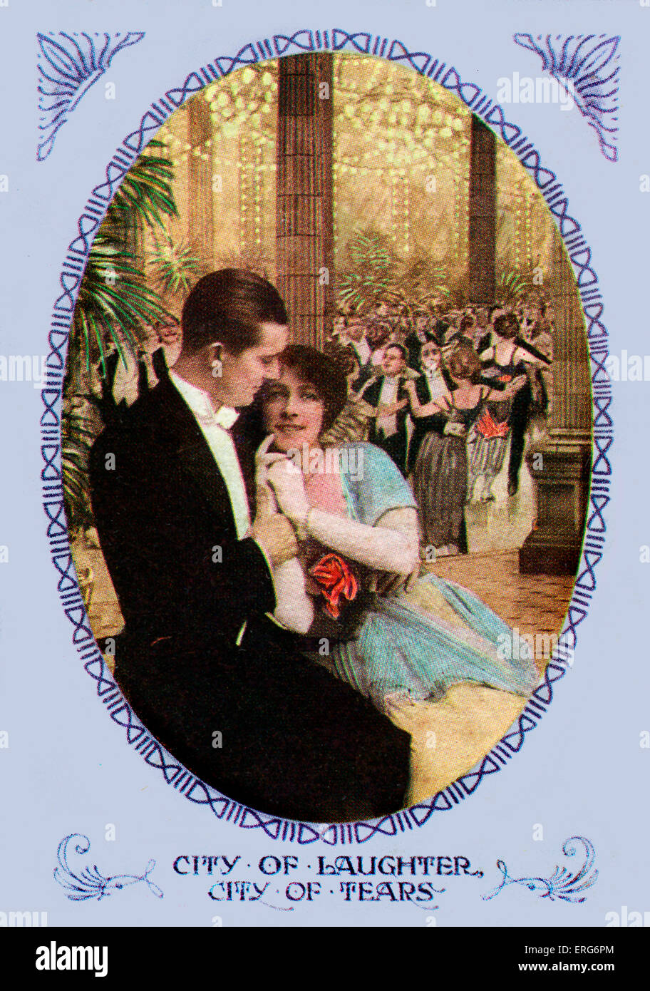 Stadt von Gelächter, City of Tears - Postkarte mit dem Song. Worte von Worton David, c. 1920.   Texte auf Rückseite: "Stadt der Stockfoto