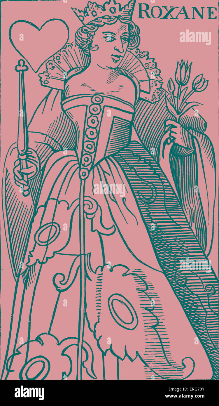 Königin der Herzen Spielkarte aus der Regierungszeit von Heinrich IV. von Frankreich. Die Königin auf dieser Karte ist Roxana, Ehefrau von Alexander Stockfoto