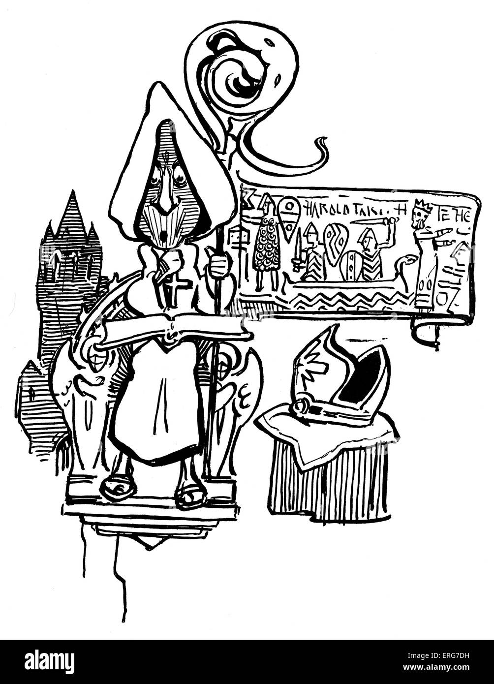 Odo von Bayeux von Gilbert Keith Chesterton. Die begleitenden Vers liest Erzbischof Odo / war genau in der Mitte Dodo, / Stockfoto