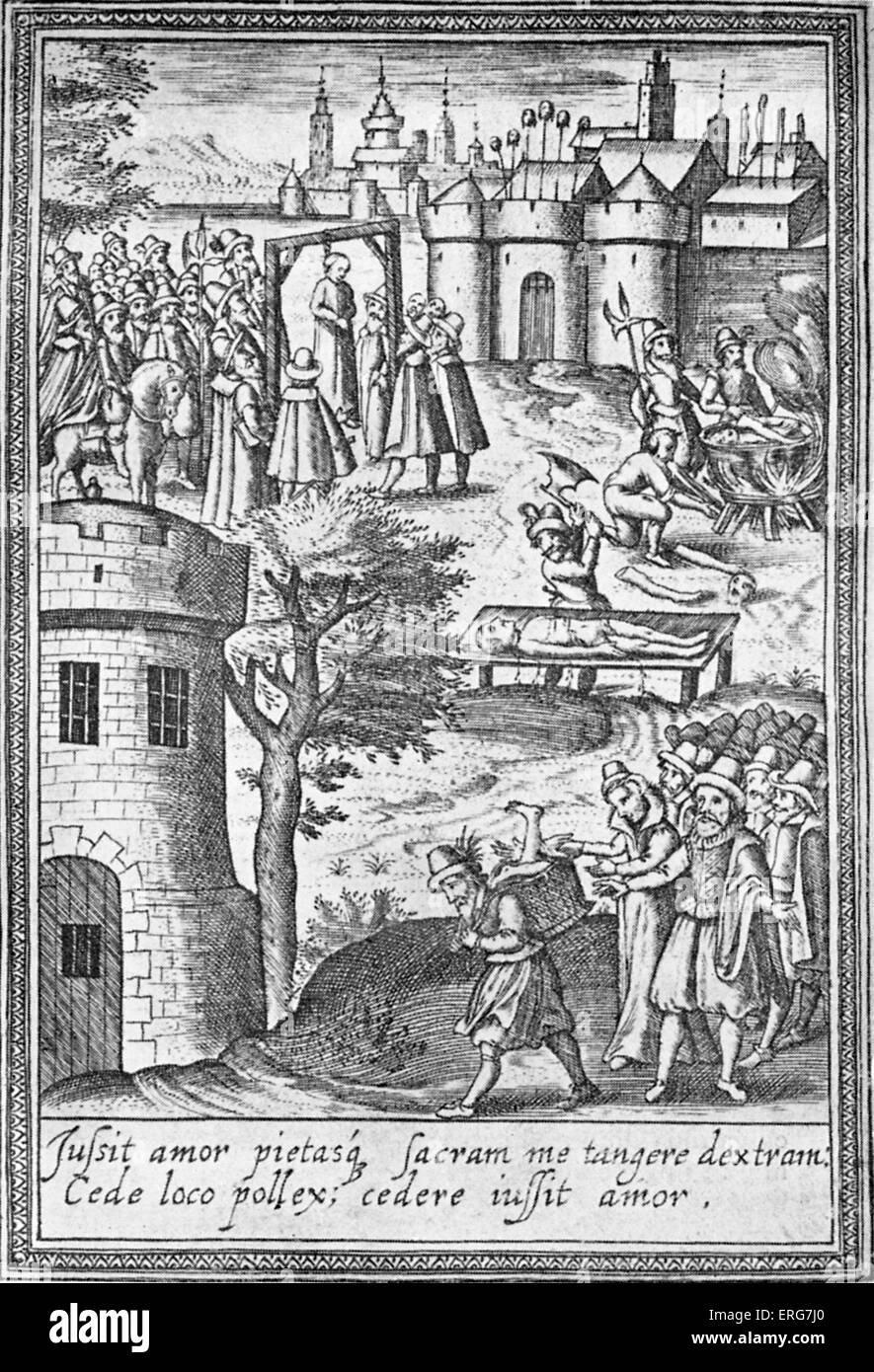 Die Ausführung von Edmund Jennings. Katholischer Priester während der englischen Reformation, 1567 – 10. Dezember 1591. Stockfoto