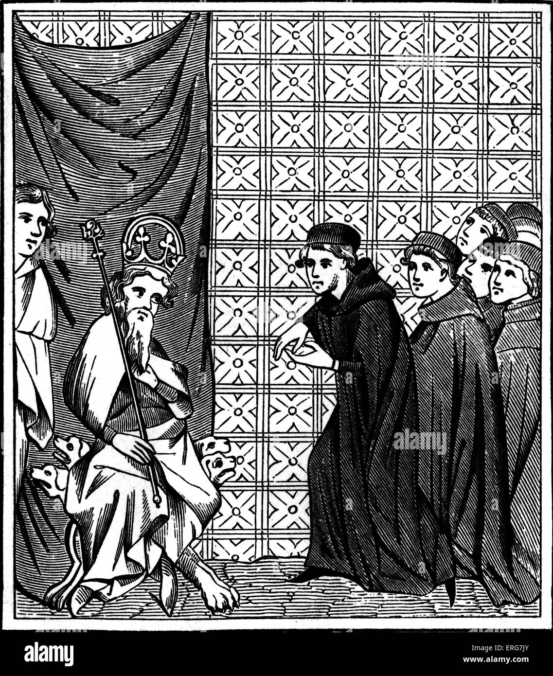Kaiser Charles IV mit Stipendiaten der Universität von Paris zu streiten. Stockfoto