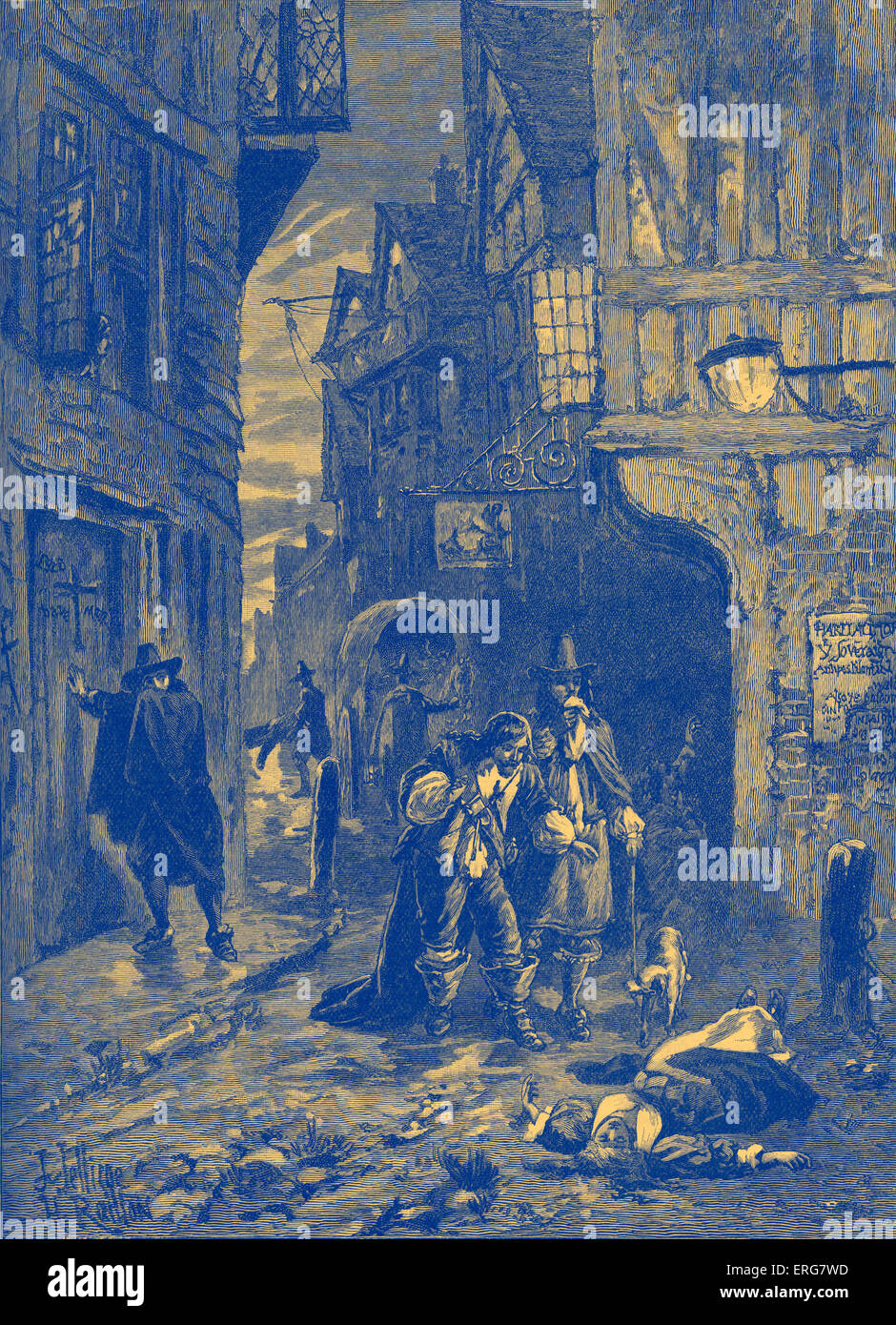 Die große Pest - Szene aus den Straßen von London, 1665. Stockfoto