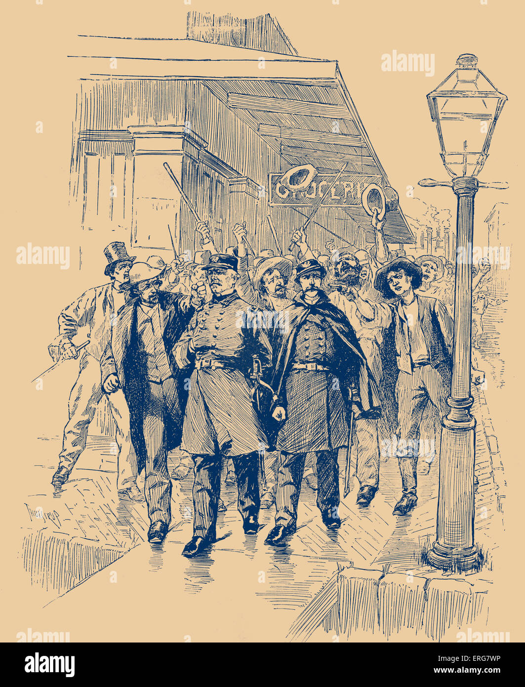 Besetzung von New Orleans, Amerikanischer Bürgerkrieg, 1862. Kapitän Theodorus Bailey und Leutnant George H. Perkins auf ihrem Weg zum Stockfoto
