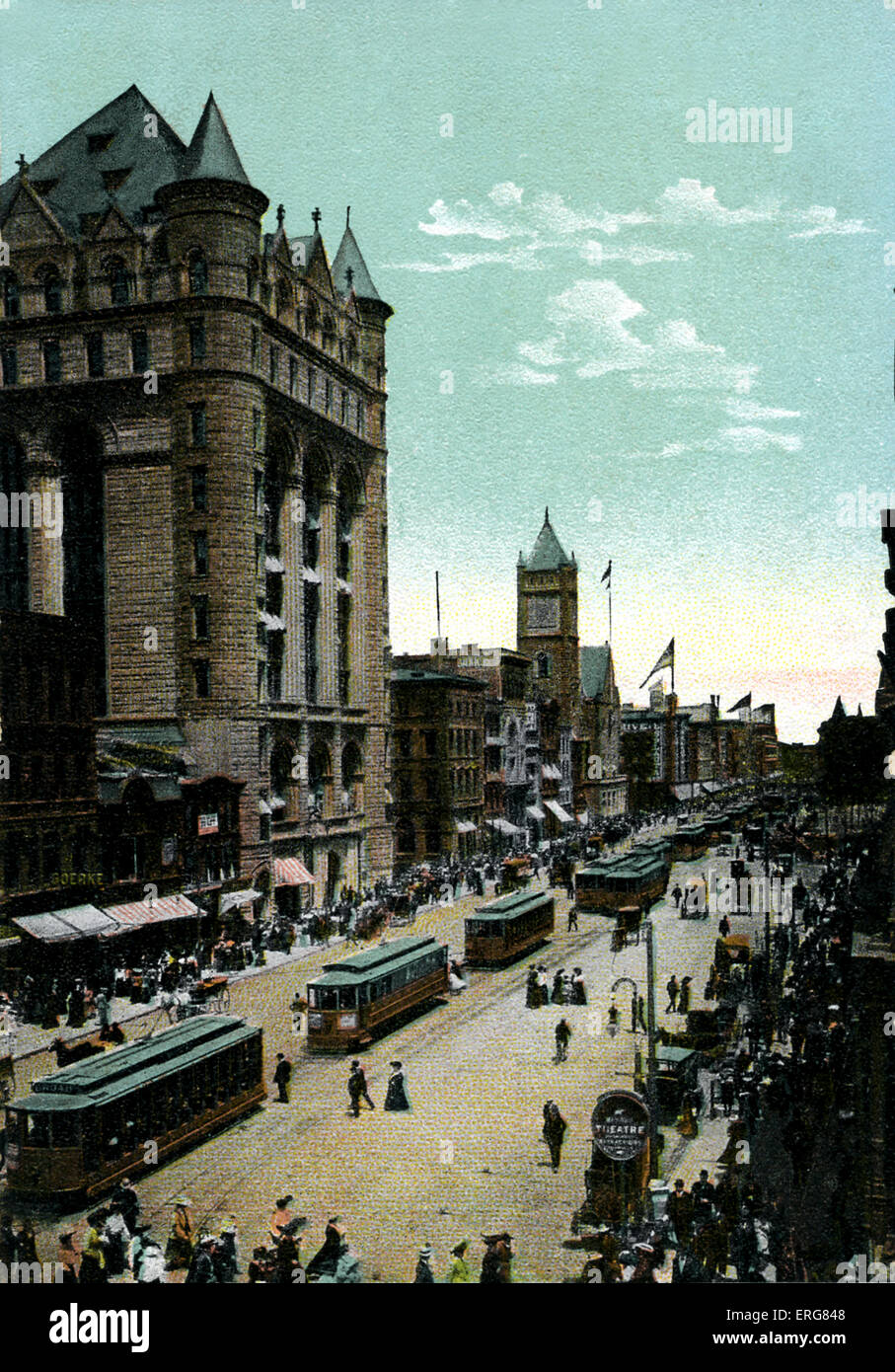 Newark, New Jersey, USA. Ansicht der Broad Street von der Market Street. Vermutlich aus Anfang des 20. Jahrhunderts. Stockfoto