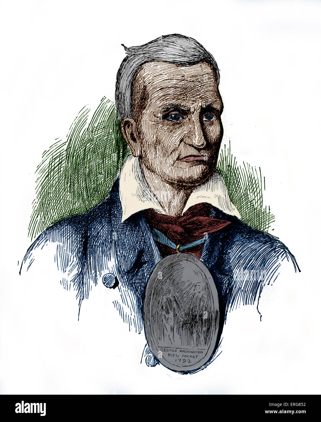 Red Jacket, auch bekannt als Otetiani und Sagoyewatha, veröffentlicht im Jahre 1887. Red Jacket (ca. 1750 – 20. Januar, 1830) war ein Häuptling der Stockfoto