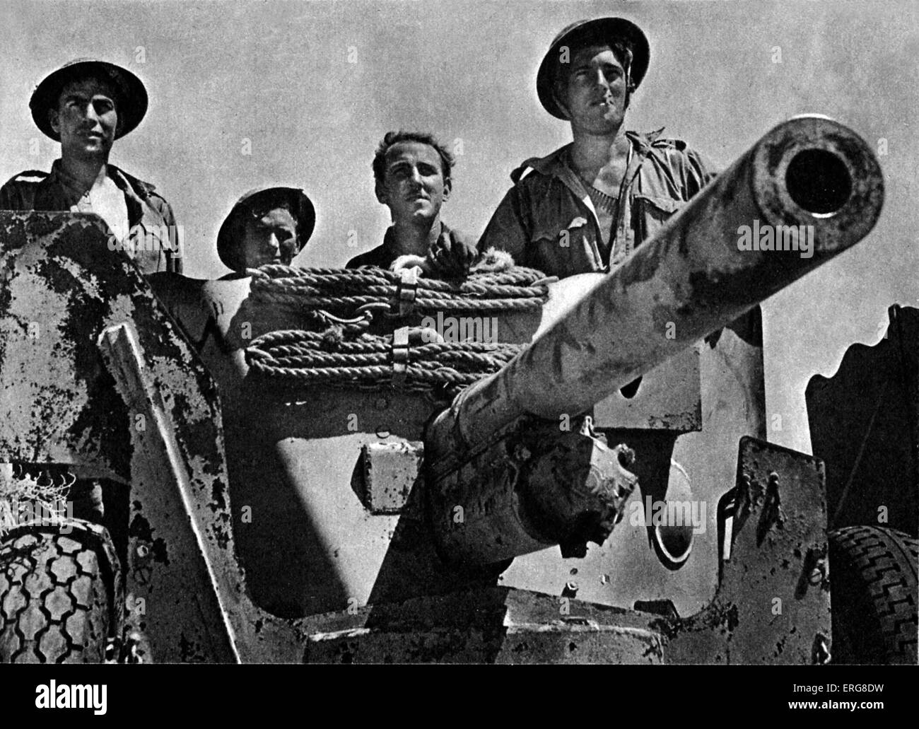 Die achte Armee - WWII. Montgomery bereitet sich auf Streik, September 1942. "Gunners" warten. Stockfoto