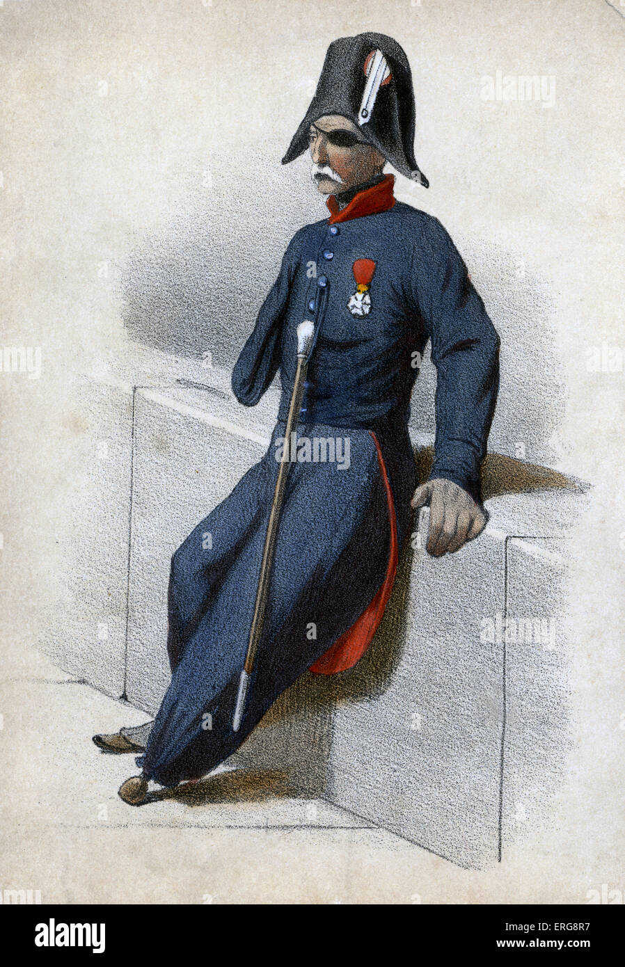 Yvan l'invalide - Kriegsveteran aus dem 19. Jahrhundert Frankreich, geblendet und in der Schlacht verwundet. Aus der Serie "Paris au XIX. Stockfoto