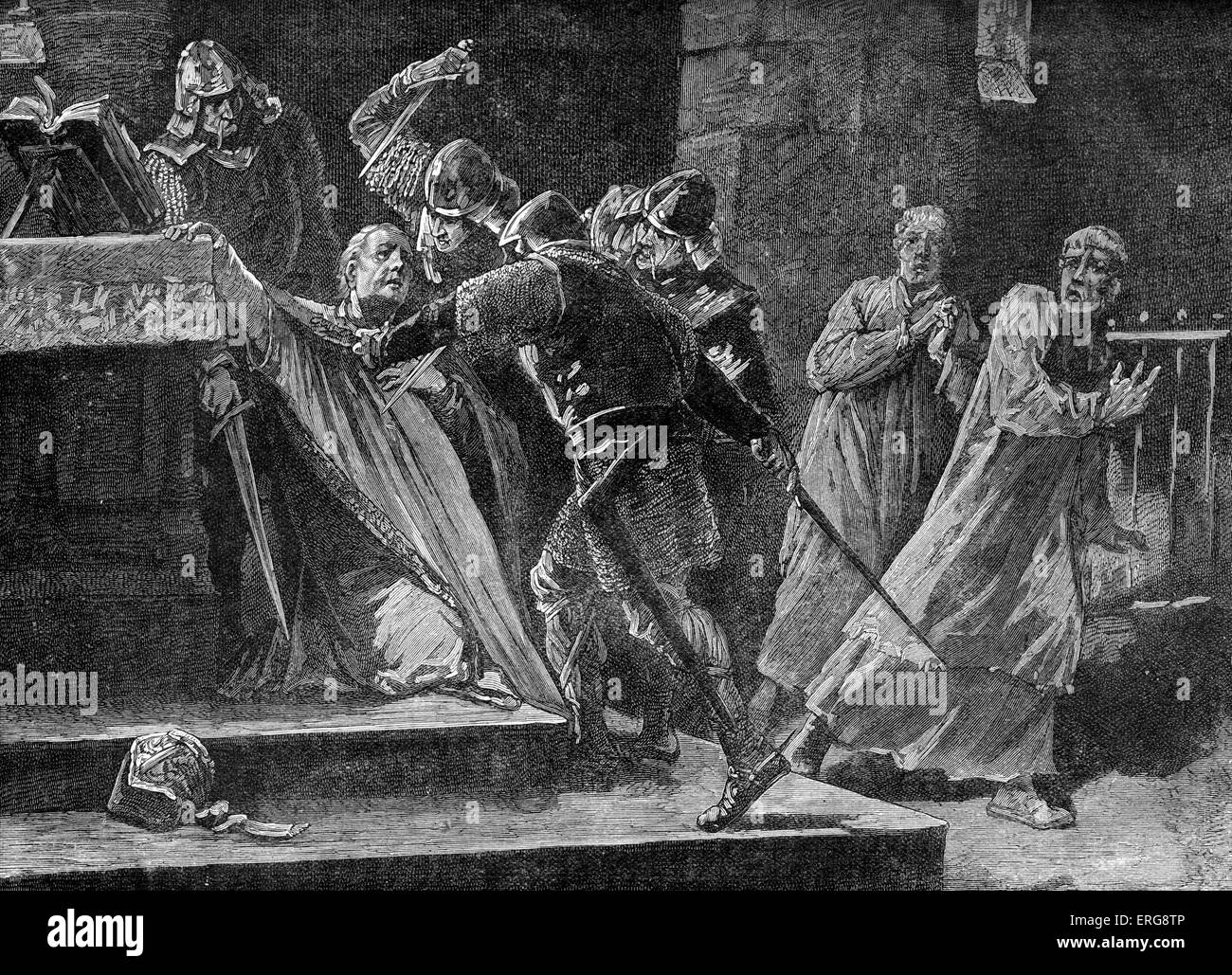 Thomas Becket Mord in der Kathedrale von Canterbury, 29 Dezember 1170.  Ermordet wurde Becket von vier Rittern von Heinrich II. von England Stockfoto