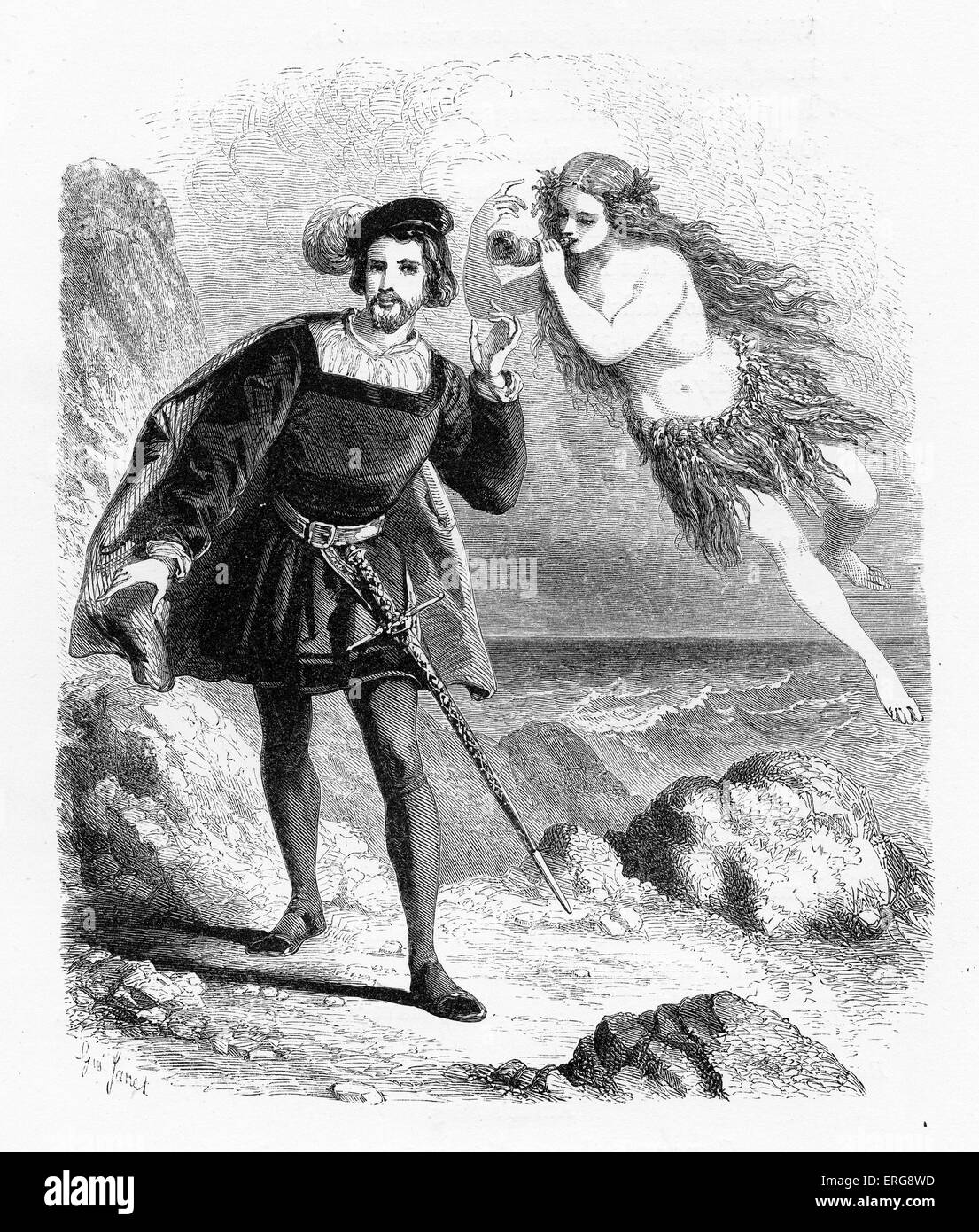 William Shakespeares Theaterstück "The Tempest" - Akt I - Ferdinand: "wo sollte diese Musik? Ich "die Luft oder die Erde?  '. Stockfoto