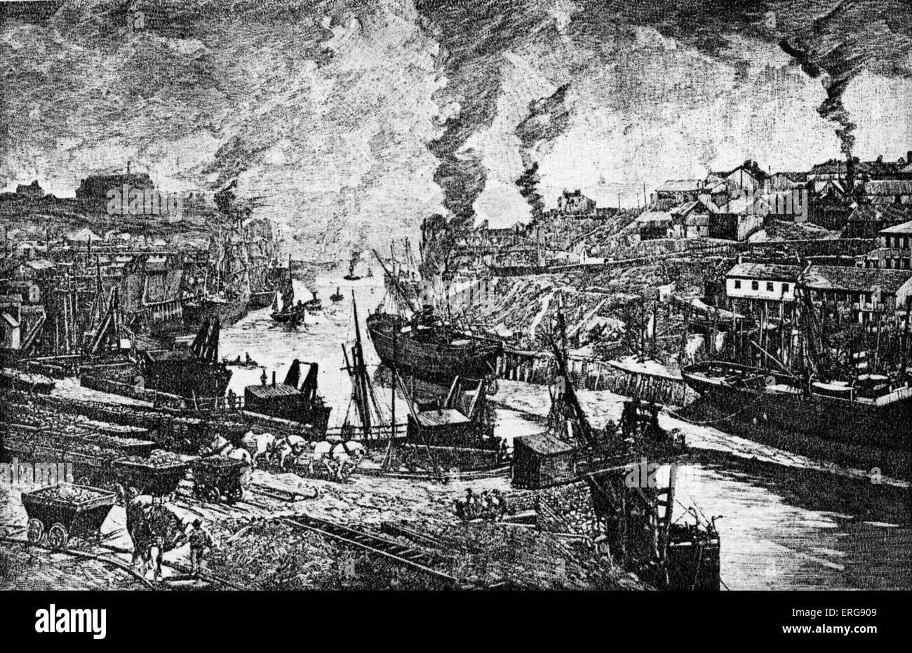 Der Fluß Ure bei Sunderland. Kupferstich von "Rivers of Great Britain", 1892. Stockfoto