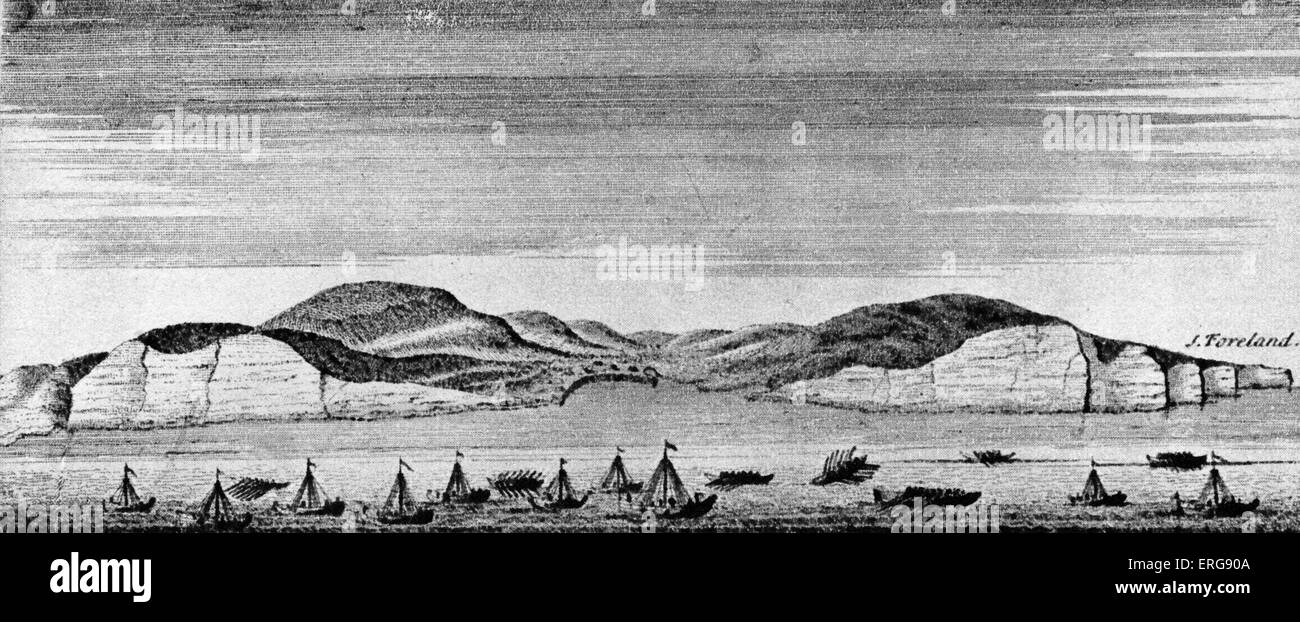 Das Erscheinungsbild von Dover zur Zeit Cäsars Landung. In seinem Galliumhaltige Kriege, Julius Caesar Drang Großbritannien zweimal, im 55 und Stockfoto