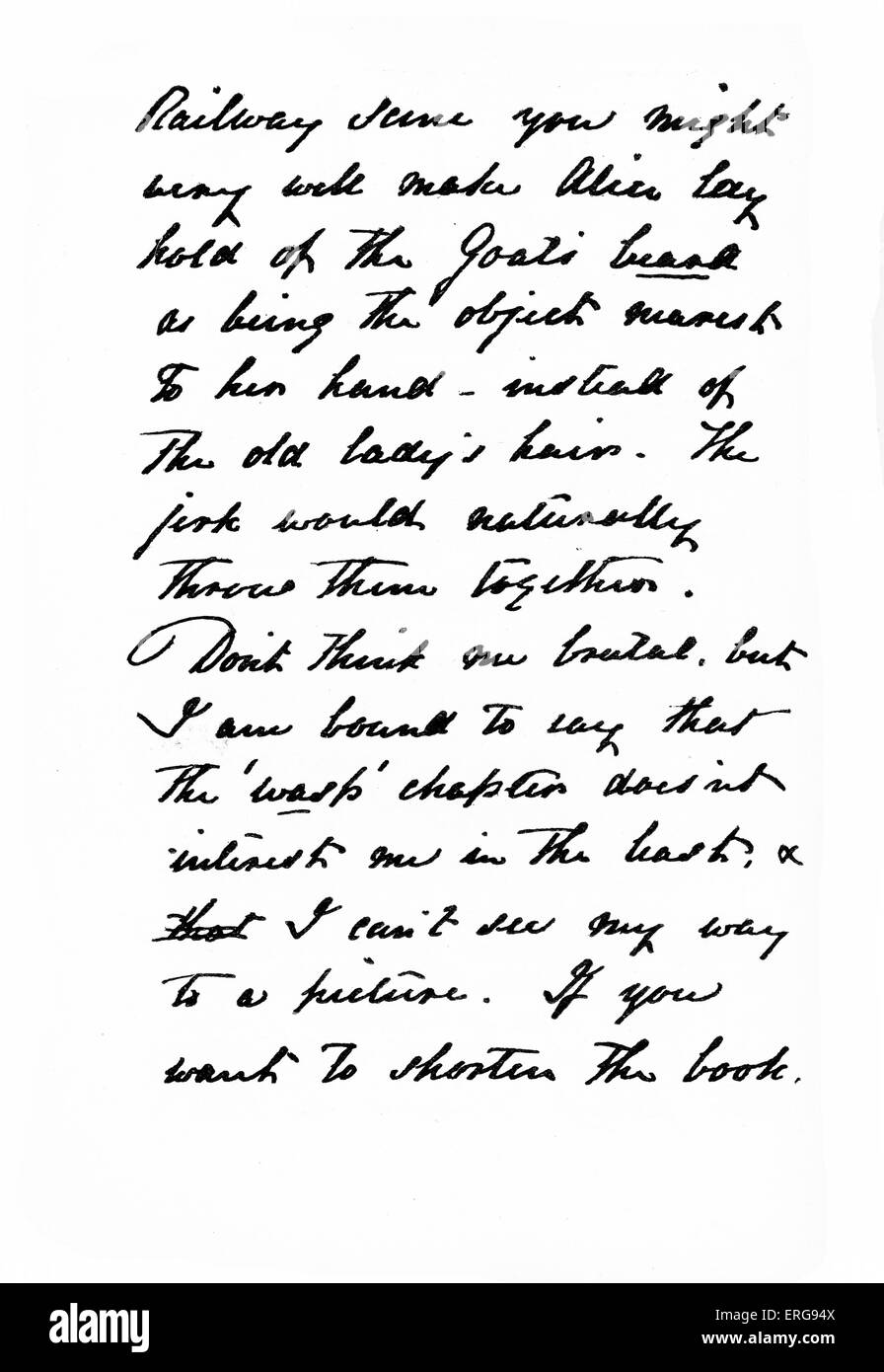 John Tenniel Brief an Lewis Carroll, 1. Juni 1870. Mit Beschreibung seiner Abbildung Ideen für Alice durch die auf der Suche Stockfoto