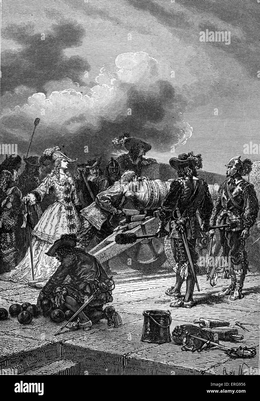 Marie d'Orléans Kommandierender während der Fronde - Bürgerkrieg in Frankreich, in der Mitte des Franco-spanischen Krieges auftretenden Stockfoto