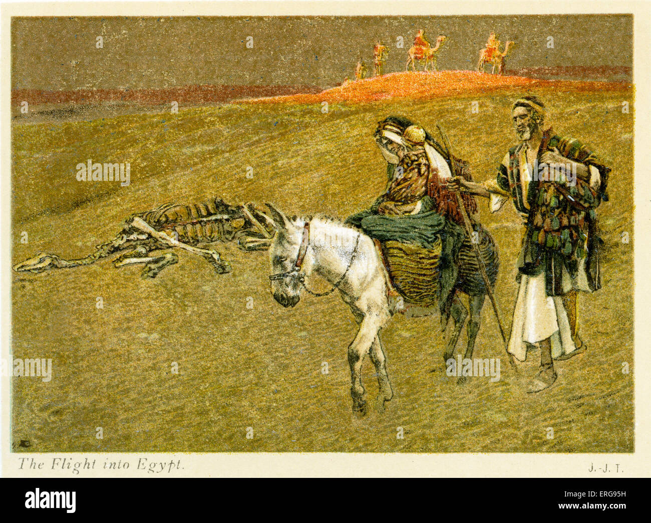 Die Flucht nach Ägypten, Matthäus - Kapitel 2.  Illustriert von J James Tissot. Französischer Maler 15. Oktober 1836 – 8. August 1902 Stockfoto