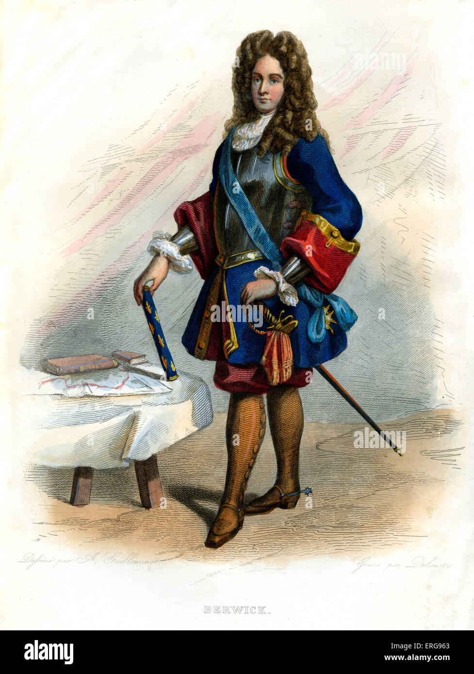 James FitzJames, 1. Herzog von Berwick. Französischer Heerführer, unehelicher Sohn von König James II von England. 1670-1734. Kupferstich von Louis Jean Desire Delaistre, c.1866. Stockfoto