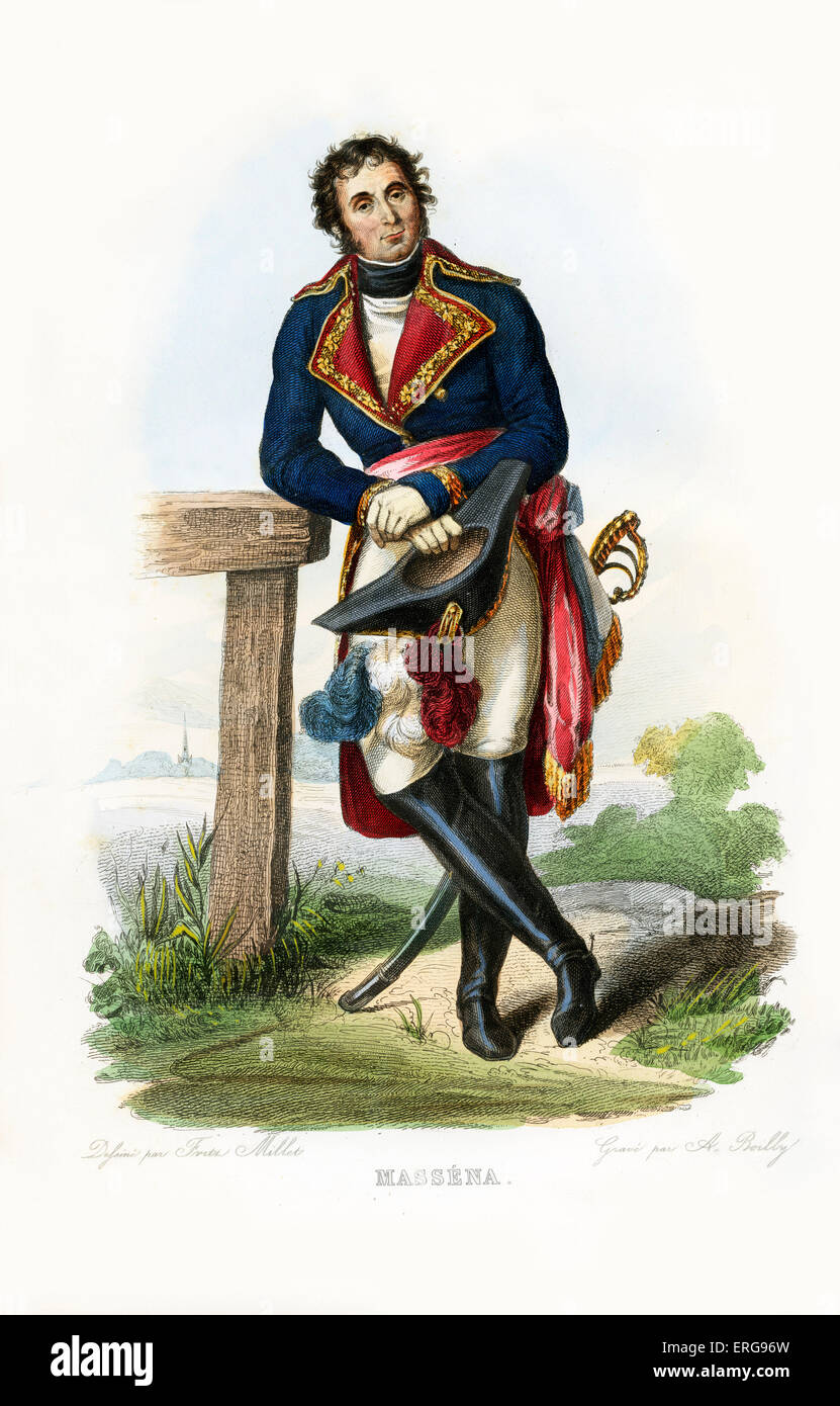 André Masséna. Französische militärische Befehlshaber während der revolutionären und napoleonischen Kriege. 1758-1817. Kupferstich von A. Boilly. c.1847 Stockfoto