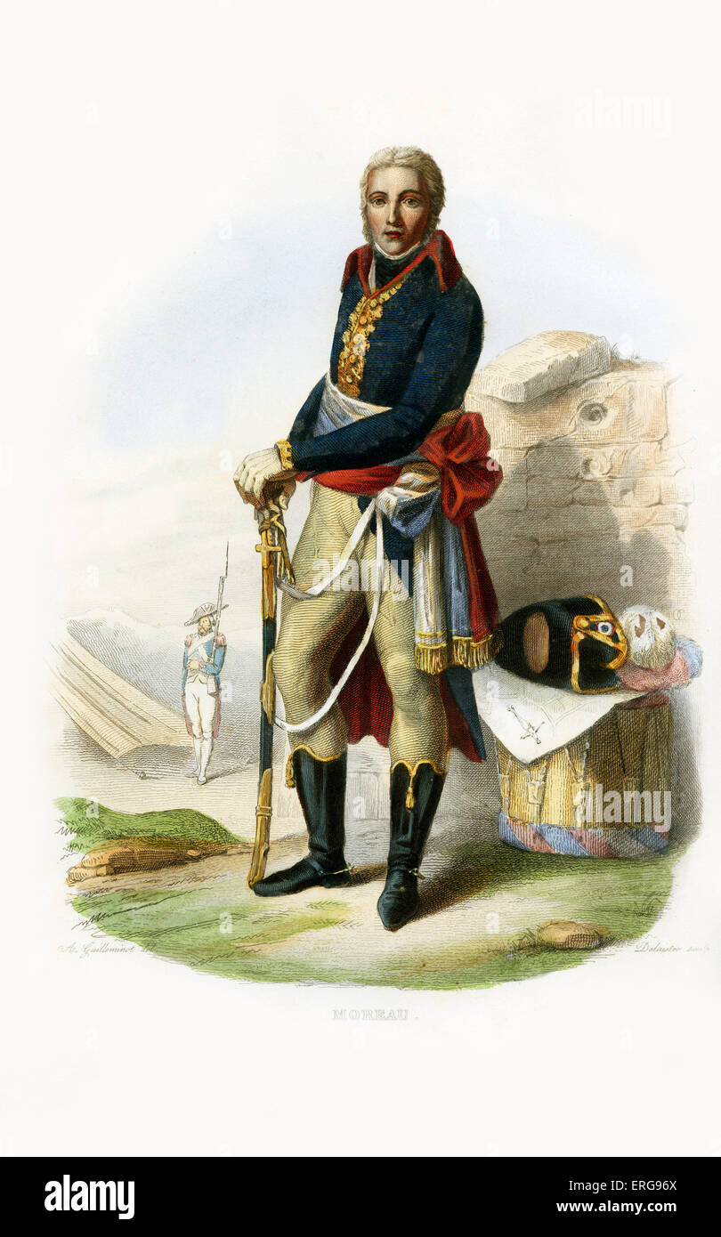 Jean Victor Marie Moreau. Französischer General Napoleon Bonaparte an die macht geholfen. 1763-1843. Kupferstich von Louis Jean Desire Stockfoto