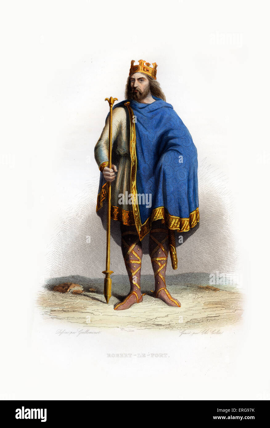 Robert IV der starke, auch bekannt als Rutper. (Mittelalterliche erblichen Adligen) Markgraf in Neustrien. C. 820-866. Kupferstich von Stockfoto