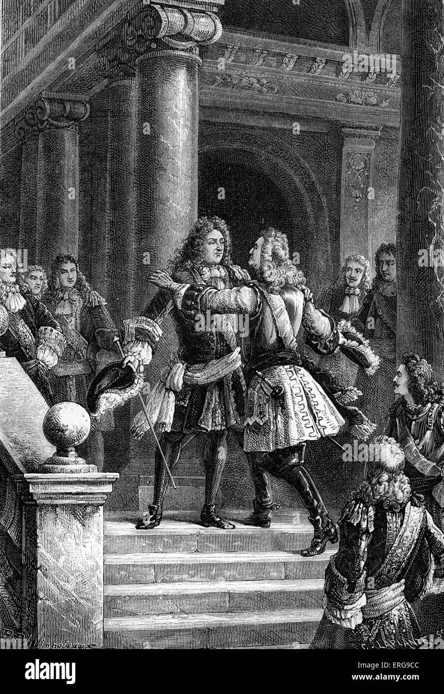 Marschall de Villars und Prinz Eugene des Wirsings - Kommandeure der gegnerischen Truppen im spanischen Erbfolgekrieg (1701-1714). Stockfoto