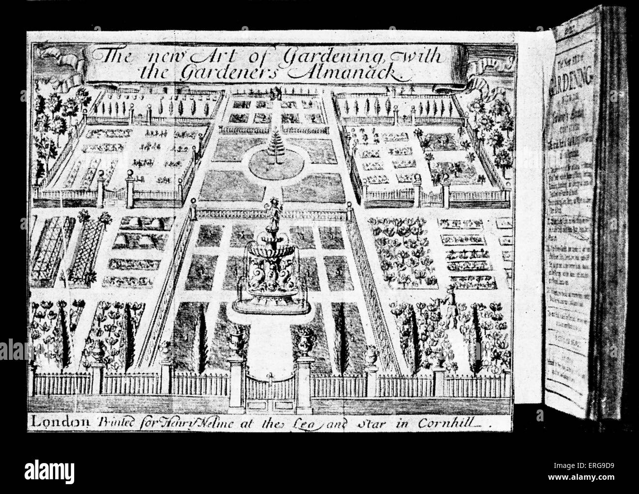 Ende des 17. Jahrhunderts Garten-vom Leonard Meagers "neuen Art of Gardening", 1697. Stockfoto