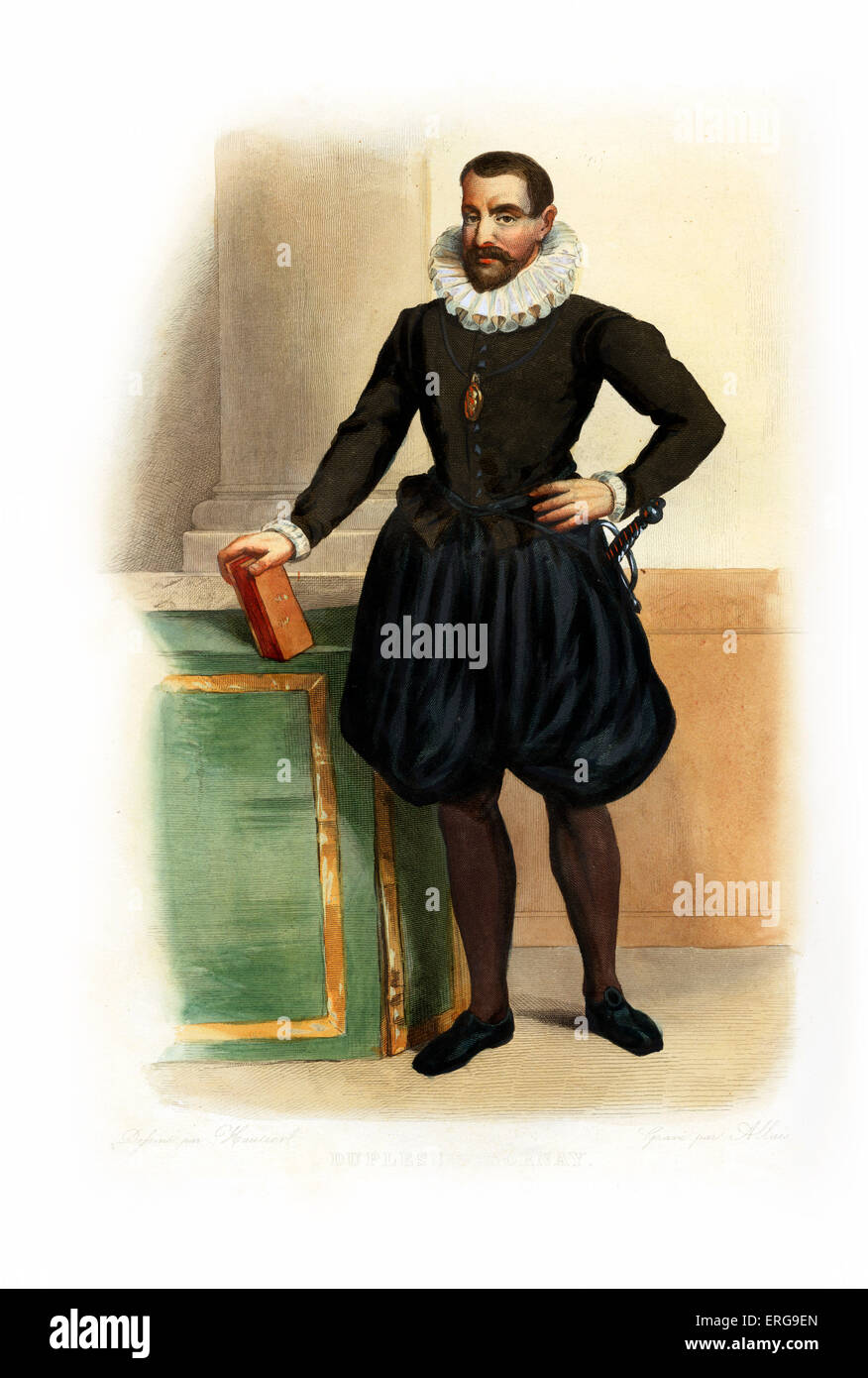 Philippe de Mornay. Französische protestantische Schriftsteller und Theoretiker der Hugenotten. 1549-1623. Kupferstich von Allais, c.1846 Stockfoto