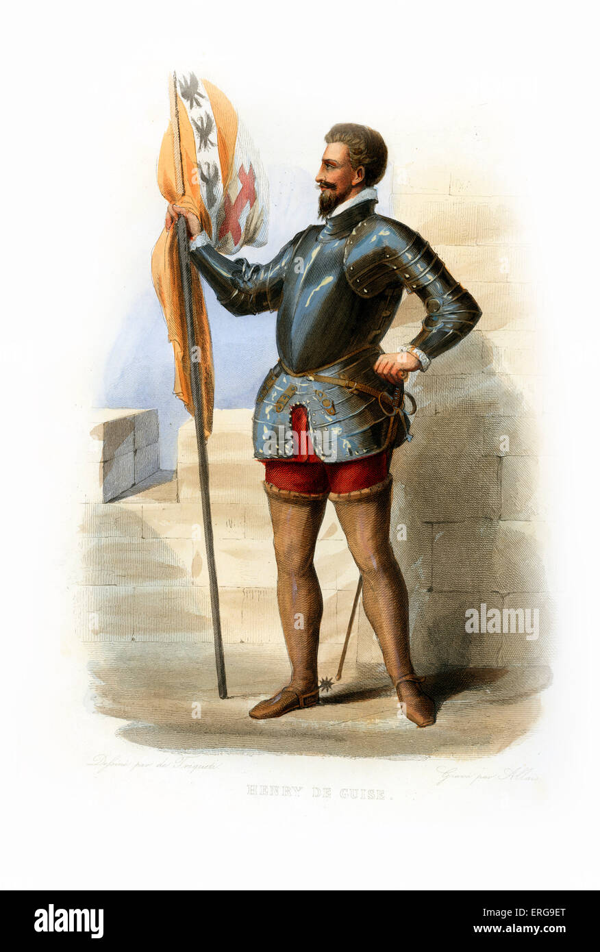 Heinrich i., Herzog von Guise. Französische Renaissance-Herrscher. 1550-1588. Kupferstich von Allais, c.1846. Stockfoto