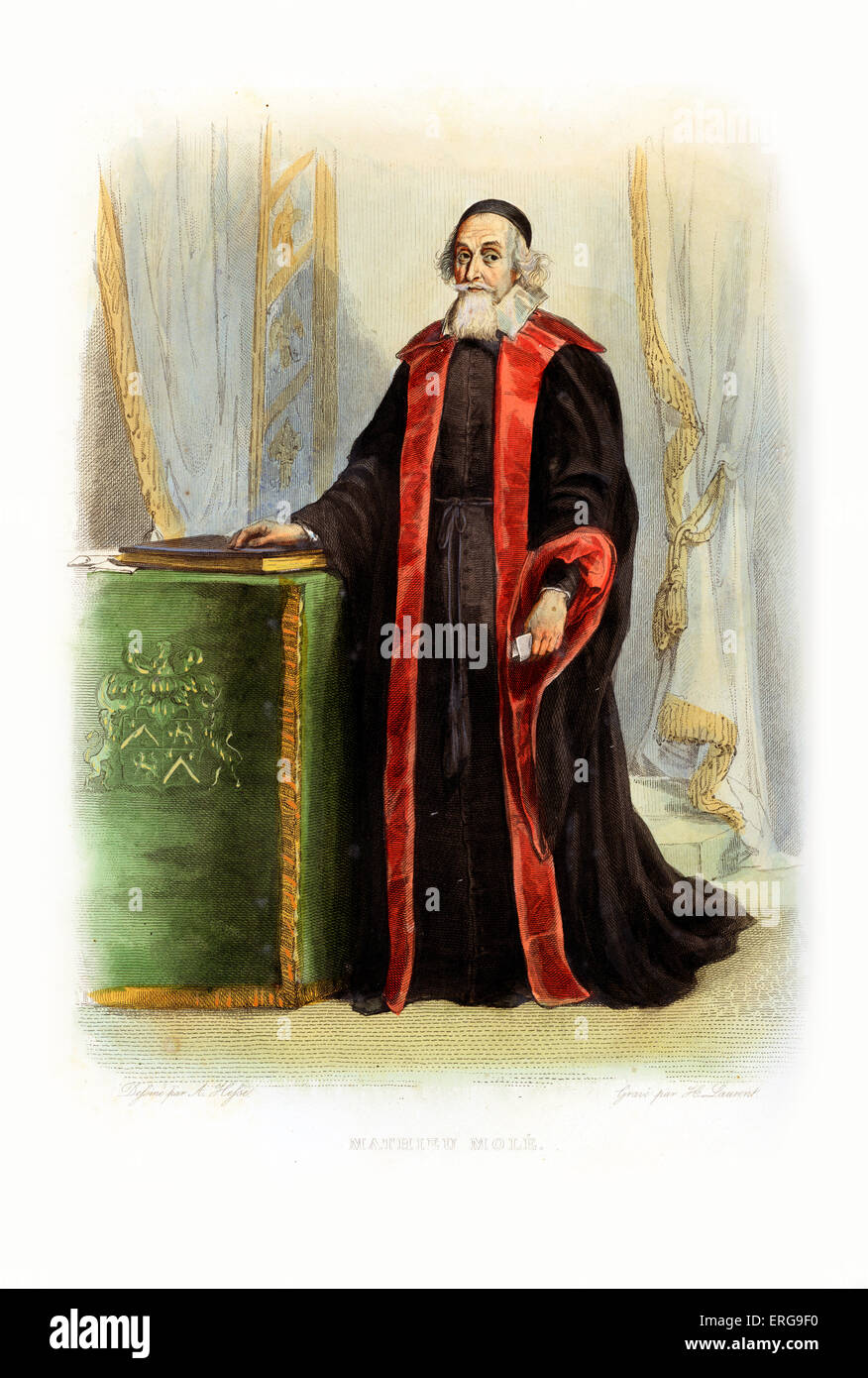 Mathieu Molé. Französischer Staatsmann. 1584-1656. Kupferstich von H. Laurent, c.1846 Stockfoto