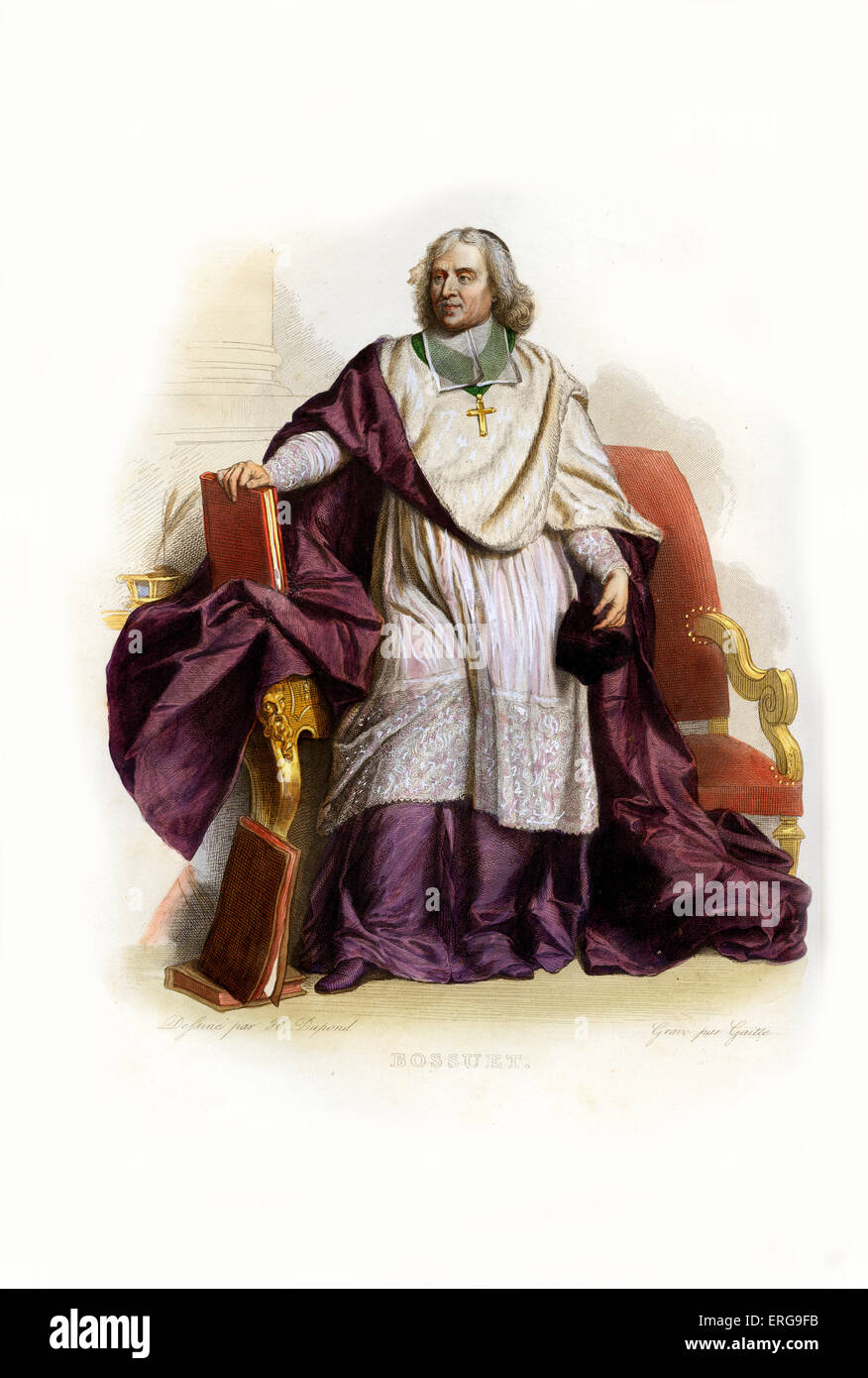 Jacques-Bénigne Bossuet.  Französischer Bischof und Theologe. 1627-1704. Kupferstich von Gaitte.c.1845 Stockfoto