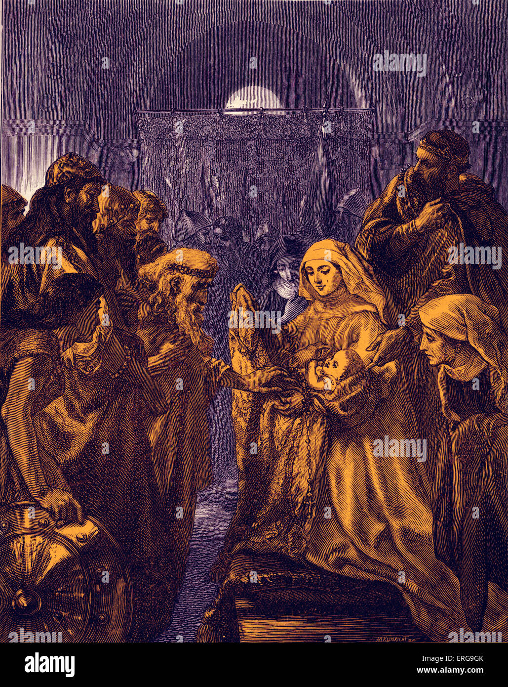 Edward ich vorlegen seines Sohnes die Waliser, 1282. Ersten Prinz trägt den Titel Prince Of Wales als Zeichen der Rolle als Erbe-offensichtlich (zukünftige Edward III). Edward i., regierte 1272-1307). Auch bekannt als Edward Longshanks / englische Justinian seine rechtlichen Reformen. Stockfoto