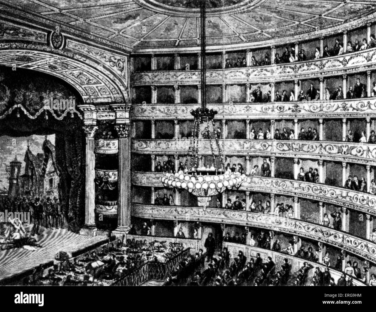 Rom - Apollo-Theater. Decke von Caesar Fracassini. Stockfoto