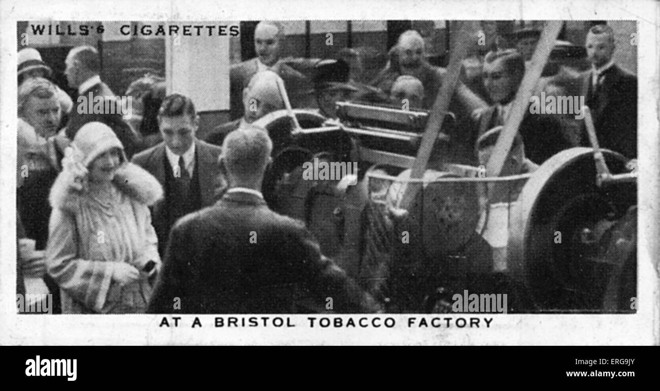 König George VI und Königin Elizabeth (dann Herzog und Herzogin von York) Besuch wird die Tabakfabrik in Bristol, 7. Juli 1928. Stockfoto