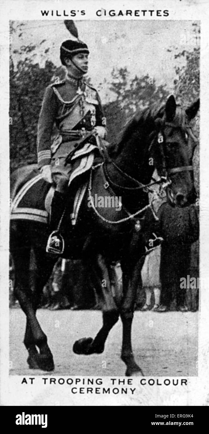 König George VI (damaligen Duke of York) bei Trooping die Farbe Zeremonie, 4. Juni 1932. Aus Festschrift Krönung Album, 1937. Stockfoto