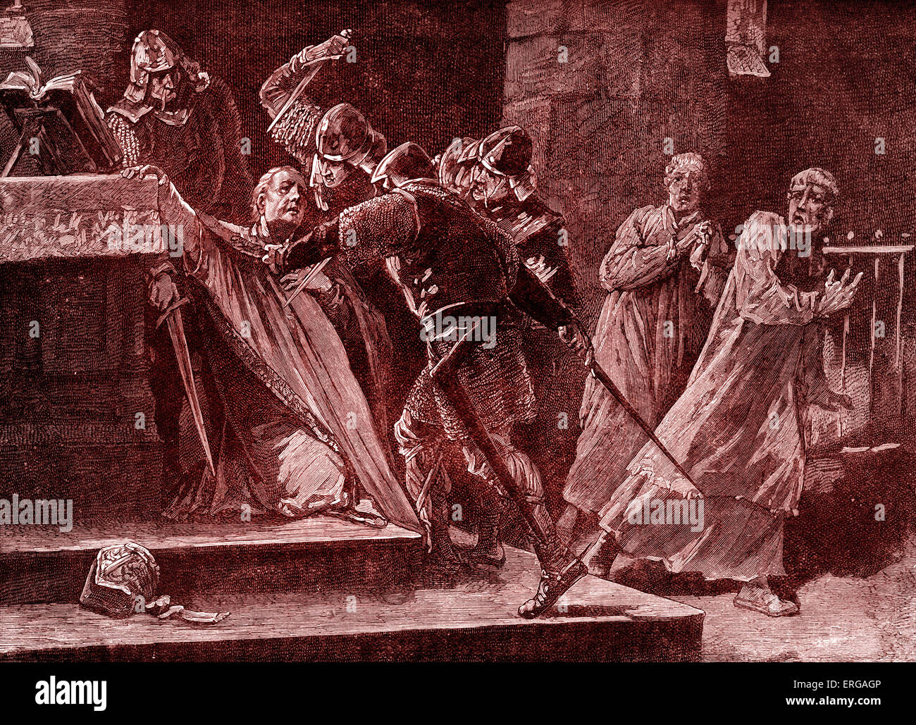 Thomas Becket Mord in der Kathedrale von Canterbury, 29 Dezember 1170.  Ermordet wurde Becket von vier Rittern von Heinrich II. von England Stockfoto