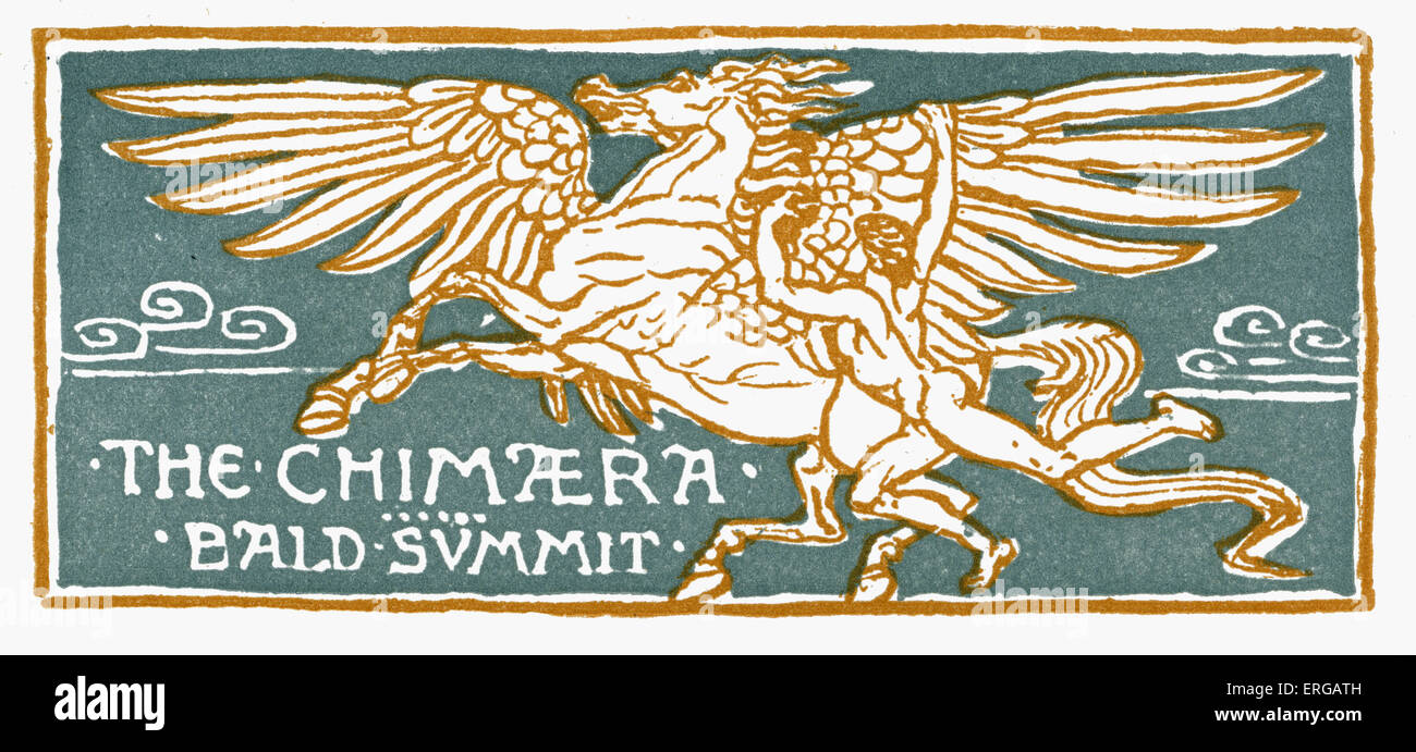 Die Chimäre.  Illustrationen von Walter Crane 1845-1915 (Titel Illustration für den Mythos des Bellerophon; und "Kahlen Gipfel" Stockfoto