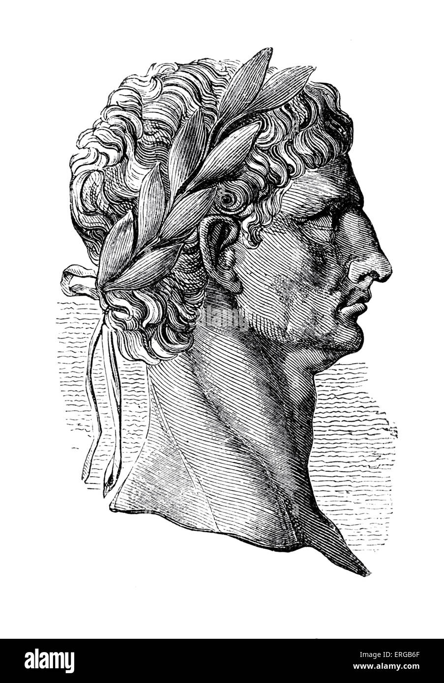 Claudius - Profil aus einer Kupfermünze im British Museum. Lateinischer Name: Tiberius Claudius Caesar Augustus Germanicus; 1 August 10 v. Chr. – 13 Oktober 54. Römischer Kaiser von 41 bis 54. Stockfoto