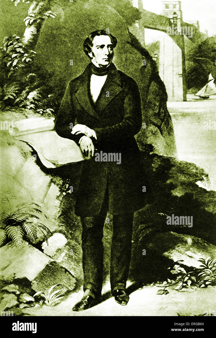 Robert Stephenson - englischer Bauingenieur (16. Oktober 1803 – 12. Oktober 1859). Nach der Gravur von T.S. Atkinson nach Gemälde von John Lucas. Stockfoto