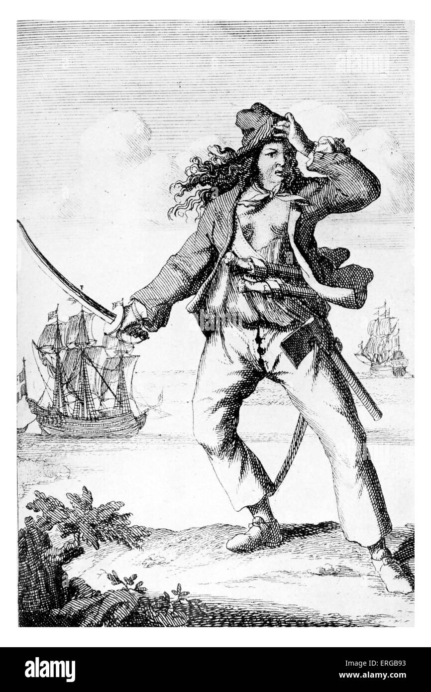 Mary Read - englische weibliche Piraten Schwert hält. Im goldenen Zeitalter der Piraterie verurteilt von Piraterie. Starb 1721 Stockfoto